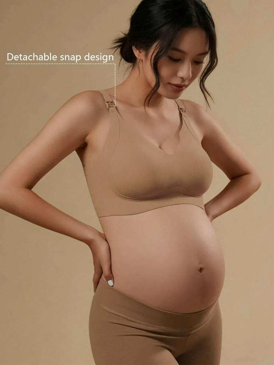 Maternity Nursing Bra Wireless Anti Sagging Postpartum Breastfeeding Bra Clip Open Lift Support Bra