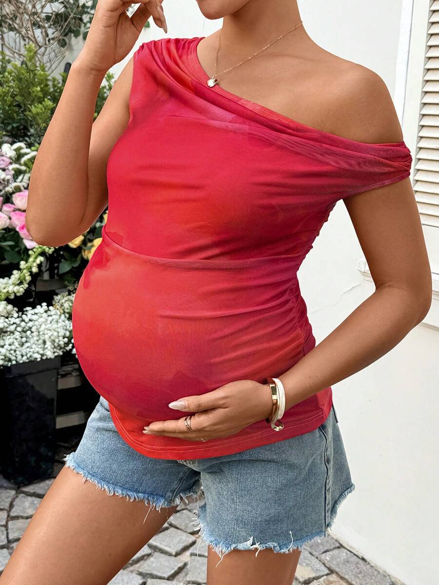 Maternity Vibrant Print Spaghetti Strap Mini Dress, Geometric Backless Boho Summer Sundress for Beach Vacation