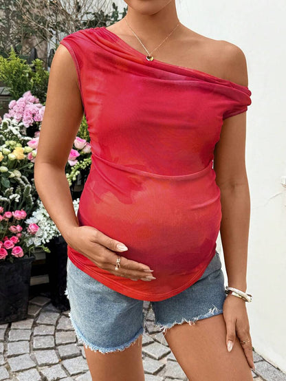 Maternity Vibrant Print Spaghetti Strap Mini Dress, Geometric Backless Boho Summer Sundress for Beach Vacation