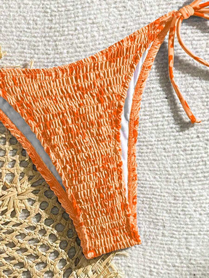 Swim Vcay Women's Ruched Tropical Print Halter Neck Tied Swimsuit And Bikini Set, Summer Beach Vacation