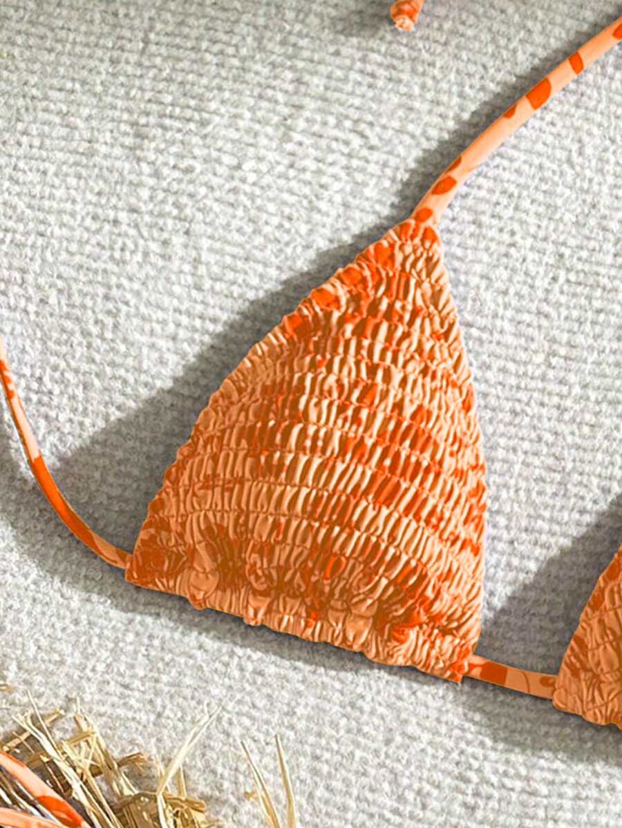 Swim Vcay Women's Ruched Tropical Print Halter Neck Tied Swimsuit And Bikini Set, Summer Beach Vacation