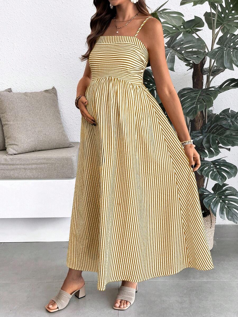 Maternity Summer Casual Striped A-Line Sleeveless Dress