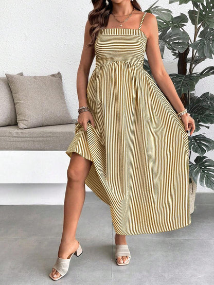 Maternity Summer Casual Striped A-Line Sleeveless Dress