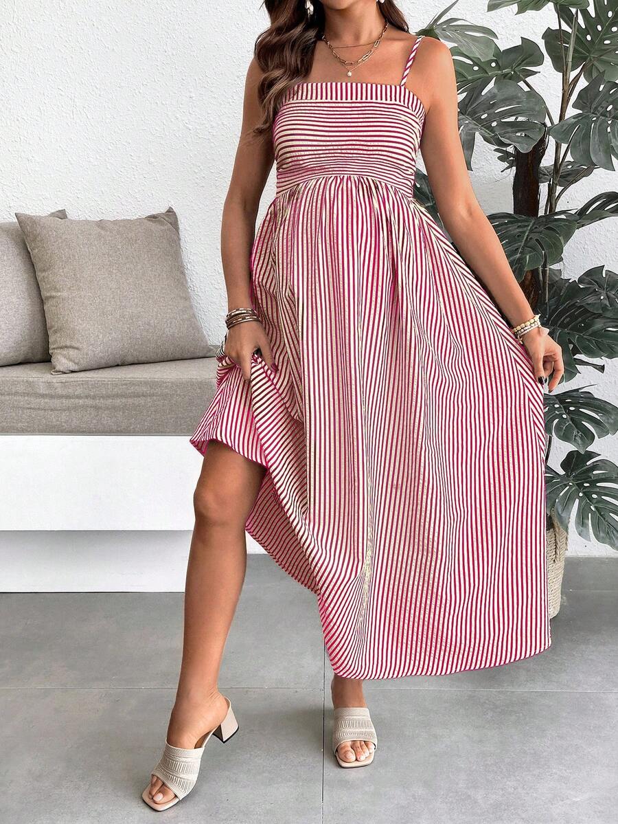 Maternity Summer Casual Striped A-Line Sleeveless Dress