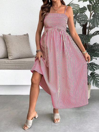 Maternity Summer Casual Striped A-Line Sleeveless Dress