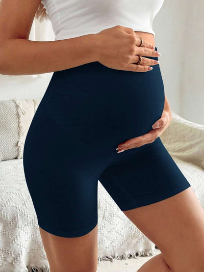 Maternity Solid Color Ruched Shorts - Tight Fitting Spring & Summer Fashion