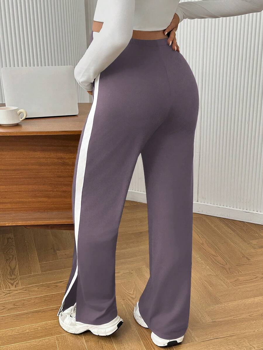 Maternity Colorblock Ultra High Waist Elastic Leggings - Comfortable Casual Pregnancy Pants