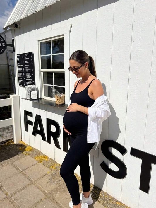 Solid Color Sleeveless Maternity Jumpsuit, Maternity Jumpsuit, Maternity Wear
