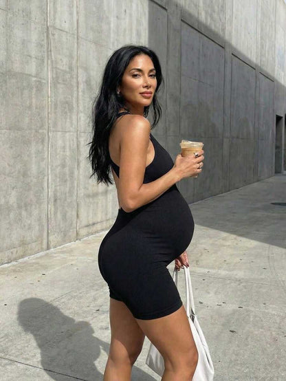 Super High Rise Maternity Sports Jumpsuit - High Stretch Belly Support
