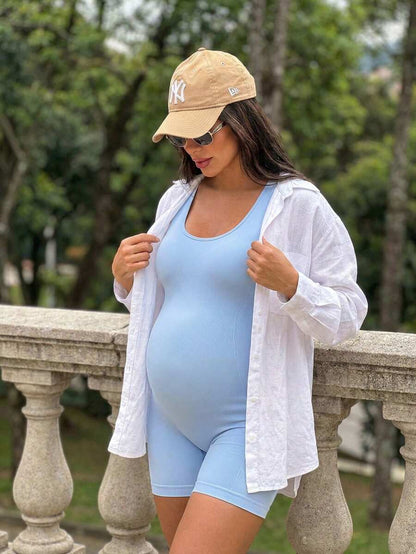 Maternity Casual Solid Color Sleeveless Backless Romper For Summer,Word Cup