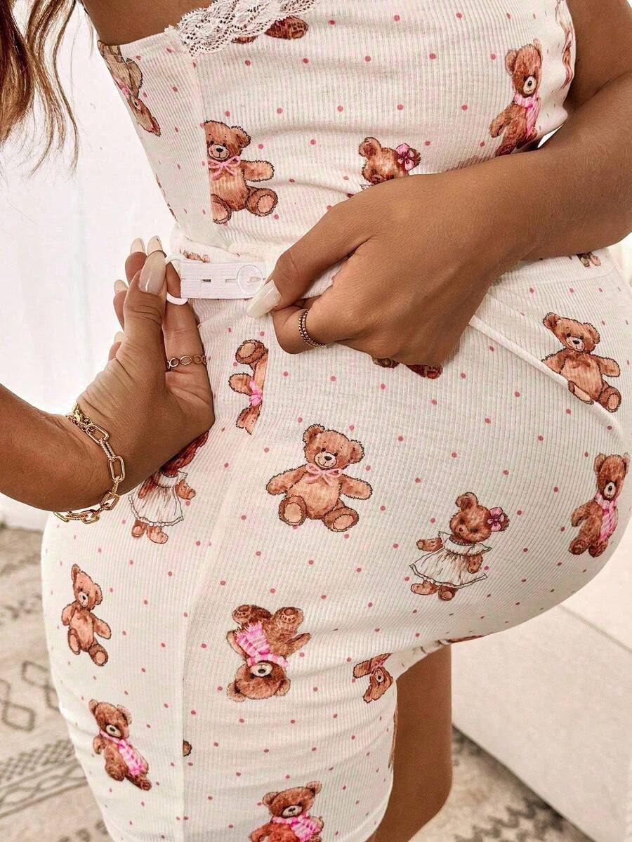 2-Piece Maternity Pajama Set – Bear Print Camisole & Shorts