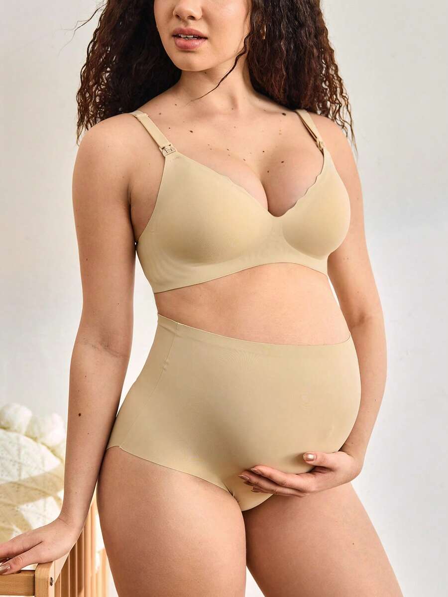 Maternity Nursing Bra 2 Pack - Seamless Solid Color Wireless Breastfeeding, Pregnancy Postpartum