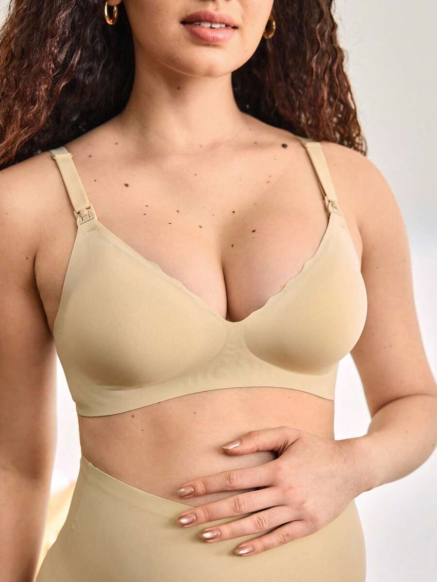 Maternity Nursing Bra 2 Pack - Seamless Solid Color Wireless Breastfeeding, Pregnancy Postpartum