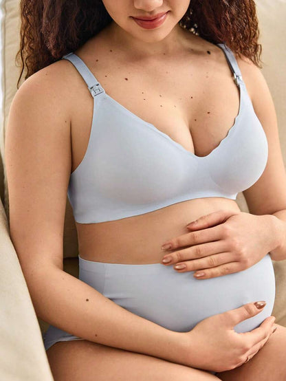 Maternity Nursing Bra 2 Pack - Seamless Solid Color Wireless Breastfeeding, Pregnancy Postpartum