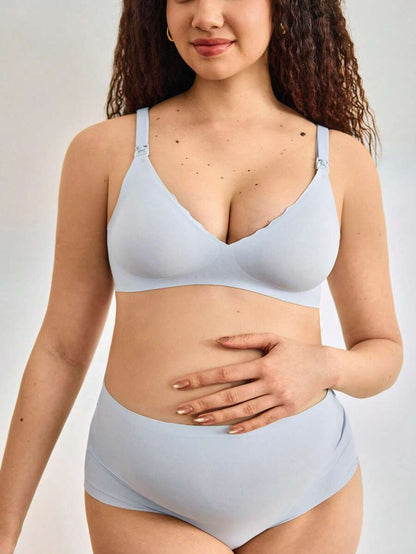 Maternity Nursing Bra 2 Pack - Seamless Solid Color Wireless Breastfeeding, Pregnancy Postpartum