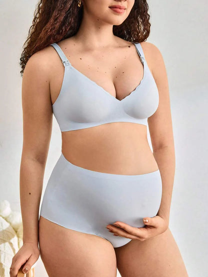 Maternity Nursing Bra 2 Pack - Seamless Solid Color Wireless Breastfeeding, Pregnancy Postpartum