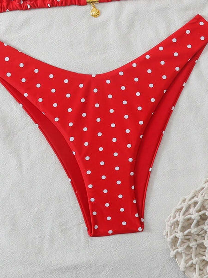 Swim Mod Summer 2 Pieces Outfits For Women - Spaghetti Strap Random Print Top And High Cut Swim Bottoms, Beach Holiday Bikini Set