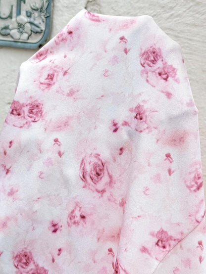 Pink Floral Print Midi Maternity Sundress with Side Slit and Spaghetti Straps Boho Slim Fit Knitted Cami Dress for Beach Vacation