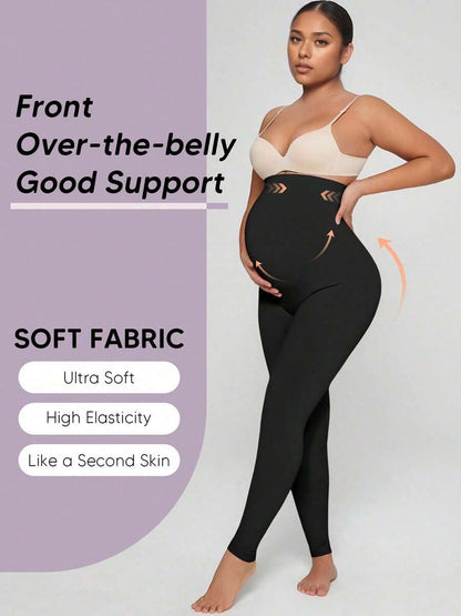 High Waist Maternity Leggings 2 Pack, Slim Fit Ankle Length Pregnancy Yoga Pants for Second Trimester, Black High-Stretch Athletic Tights