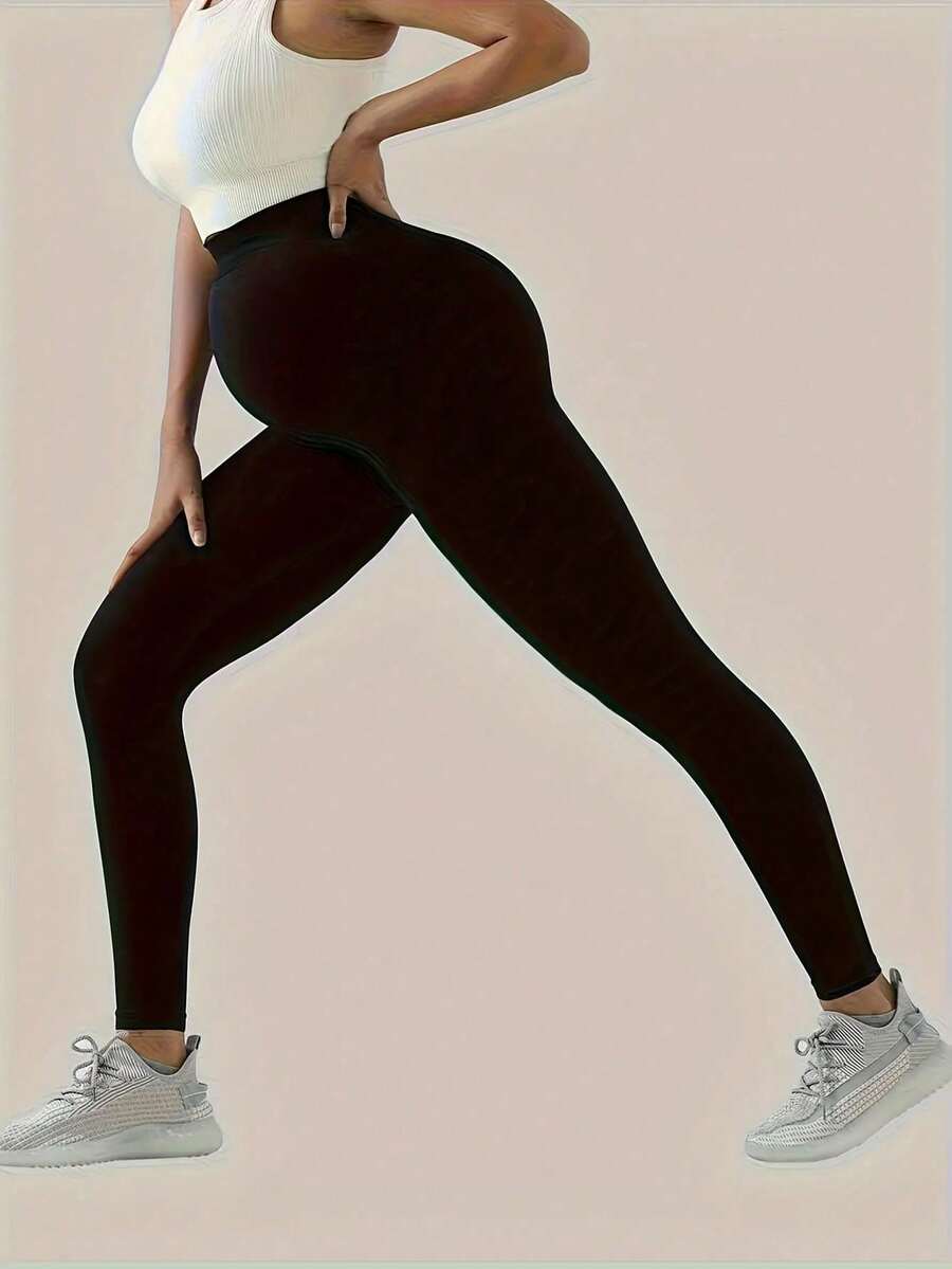 High Waist Maternity Leggings 2 Pack, Slim Fit Ankle Length Pregnancy Yoga Pants for Second Trimester, Black High-Stretch Athletic Tights