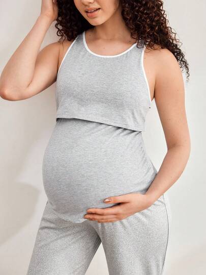Maternity Round Neck Nursing Friendly Top - Casual Daily Wear Pregnancy Shirt