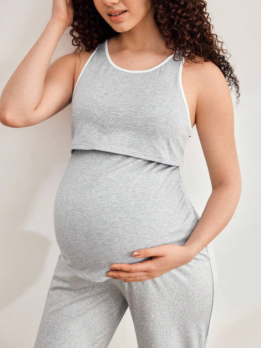 Maternity Round Neck Nursing Friendly Top - Casual Daily Wear Pregnancy Shirt