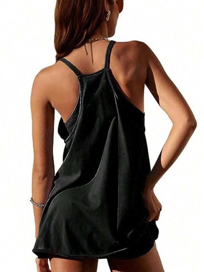 Maternity Womens Athletic Sleeveless Mini Dress Hot Shot Casual Dresses Spaghetti Strap Nursing Dresses Built In Shorts
