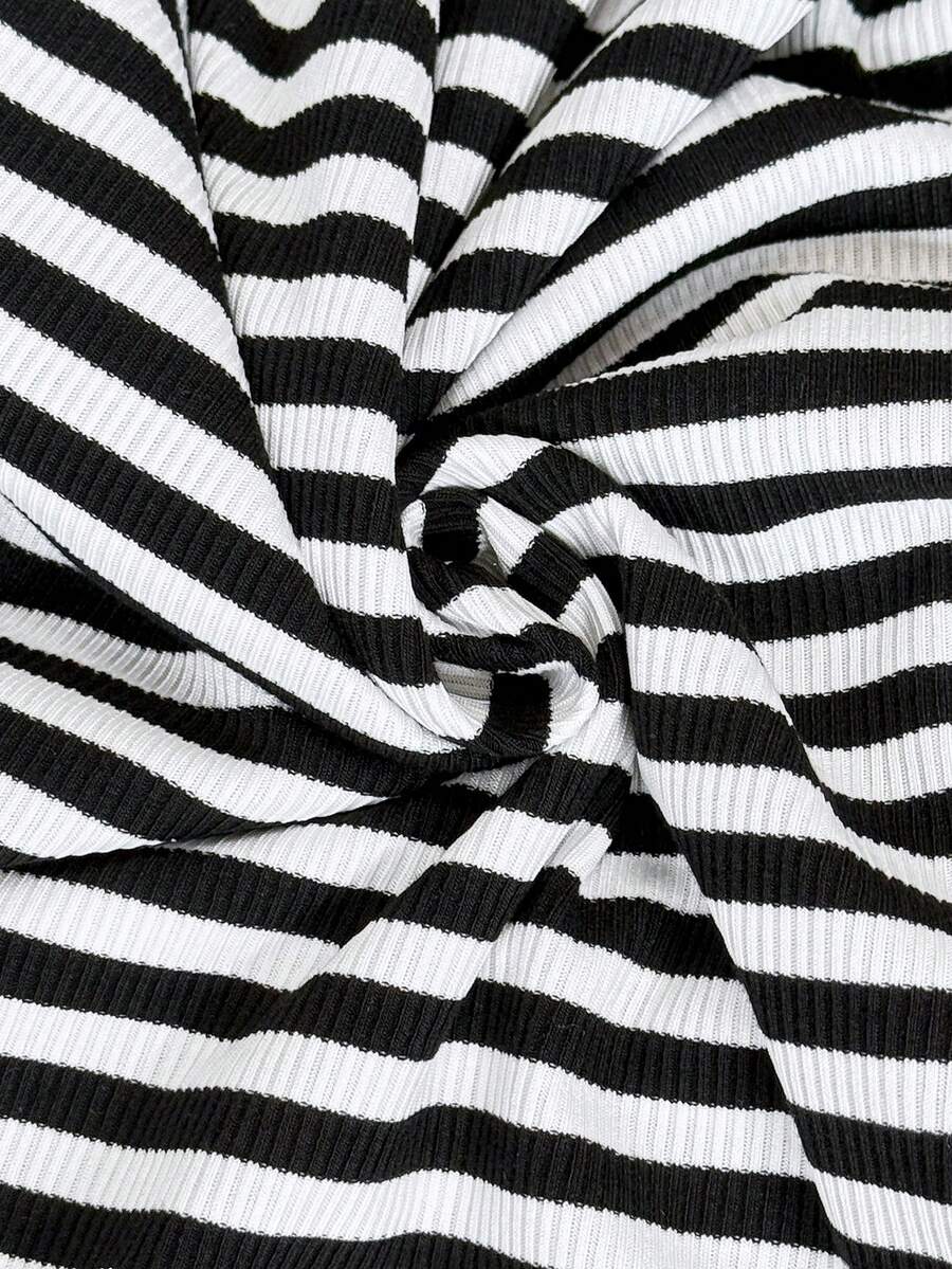 Black and White Striped Maternity Maxi Dress with Backless Detail and Batwing Cap Sleeves Slim Fit Padded Knit Summer Holiday Long Tee Dress