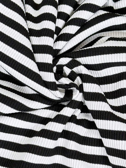 Black and White Striped Maternity Maxi Dress with Backless Detail and Batwing Cap Sleeves Slim Fit Padded Knit Summer Holiday Long Tee Dress