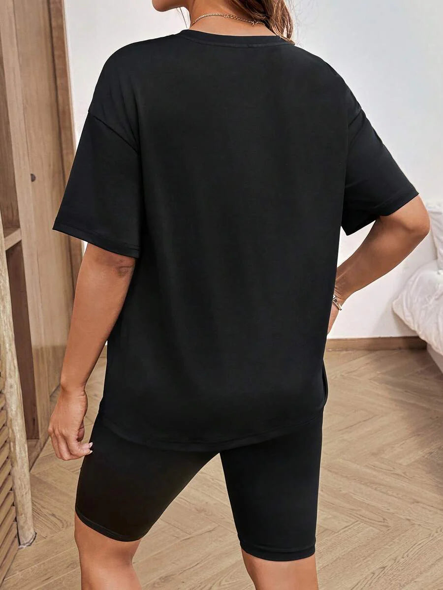 2-Piece Maternity Bow Print Set – Casual T-Shirt & Shorts Summer Outfit