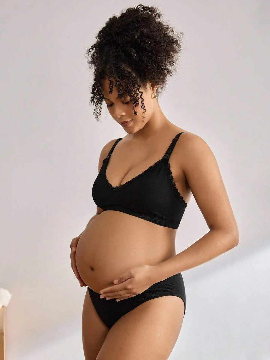 Maternity Nursing Bra Set 3 Pack - Seamless Solid Color Minimalist High Quality Breastfeeding