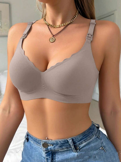 Maternity Nursing Bra 2 Pack - Front Clasp Detachable Minimalist Breastfeeding, Pregnancy Support