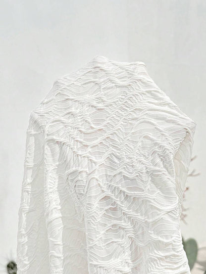 Off-White Boho Maternity Midi Dress - Textured Slim Fit Sleeveless Scoop Neck Dress for Country Concerts & Summer Vacations