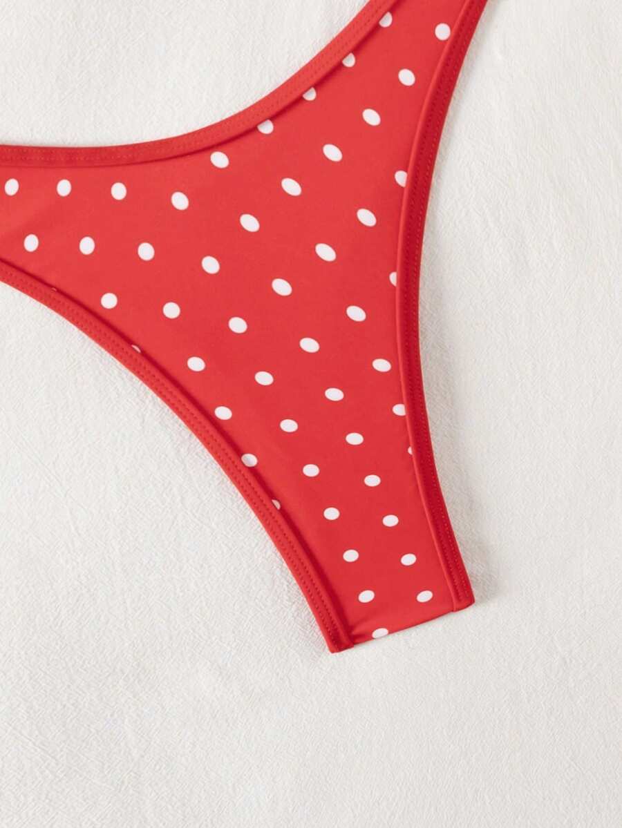 Swim Mod Summer 2 Pieces Outfits For Women - Spaghetti Strap Random Print Top And High Cut Swim Bottoms, Beach Holiday Bikini Set