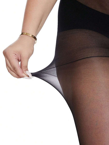 Maternity Pantyhose 3 Pairs - Elegant Plus Size Thin Tights Leg Shaper Extra Stretch, Black Apricot