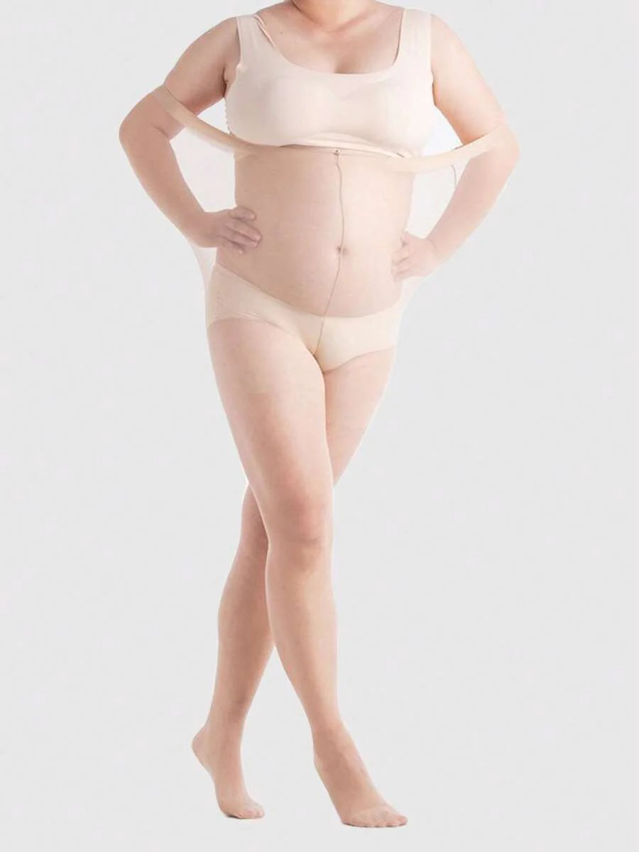 Maternity Pantyhose 3 Pairs - Elegant Plus Size Thin Tights Leg Shaper Extra Stretch, Black Apricot
