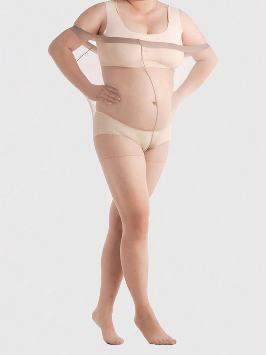 Maternity Pantyhose 3 Pairs - Elegant Plus Size Thin Tights Leg Shaper Extra Stretch, Black Apricot