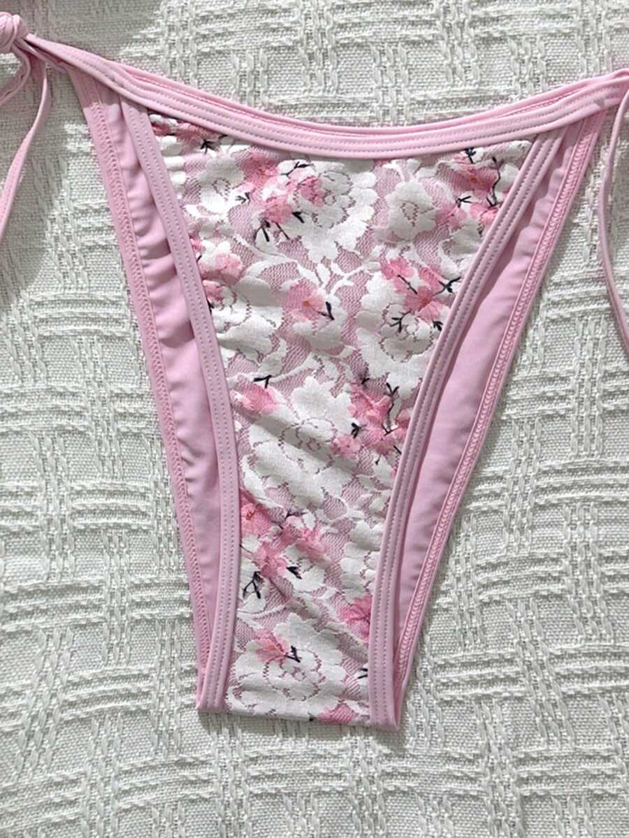 Swim Vcay Women's Summer Vacation Beach Paisley Print Halter Neck Bikini Set