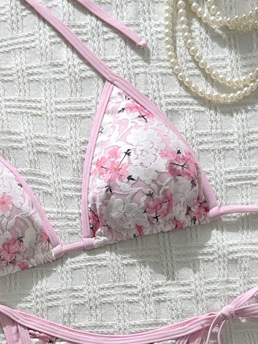 Swim Vcay Women's Summer Vacation Beach Paisley Print Halter Neck Bikini Set