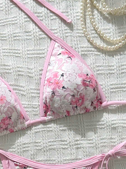Swim Vcay Women's Summer Vacation Beach Paisley Print Halter Neck Bikini Set