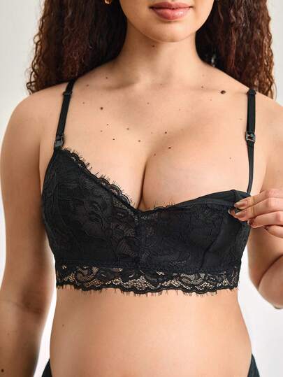 Maternity Black Lace Nursing Bra Women Sexy Breastfeeding Lingerie Comfortable Support Bra
