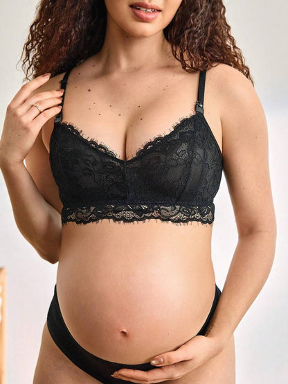 Maternity Black Lace Nursing Bra Women Sexy Breastfeeding Lingerie Comfortable Support Bra