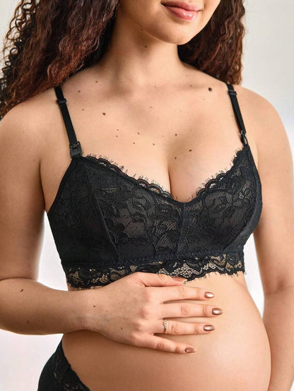 Maternity Black Lace Nursing Bra Women Sexy Breastfeeding Lingerie Comfortable Support Bra