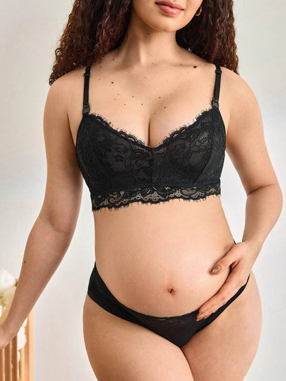 Maternity Black Lace Nursing Bra Women Sexy Breastfeeding Lingerie Comfortable Support Bra