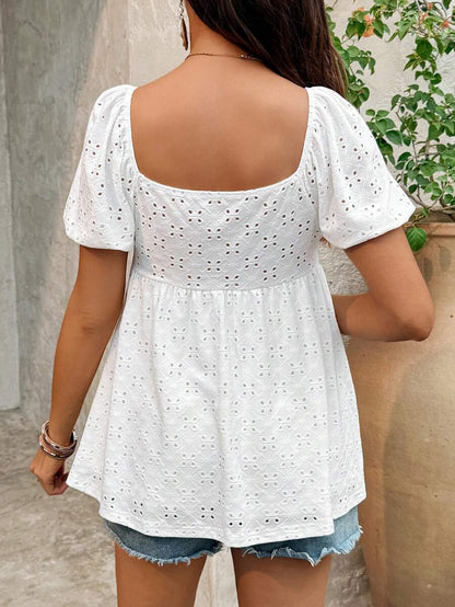 Maternity White Short Sleeve Round Neck Lace Patchwork Bodycon Mini Dress - Slim Fit Knitted Casual Daily Maternity Wear