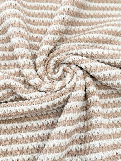 Khaki Striped Batwing Sleeve Maternity T-Shirt Round Neck Loose Fit Casual Short Sleeve Pregnancy Top Comfortable Home Wear