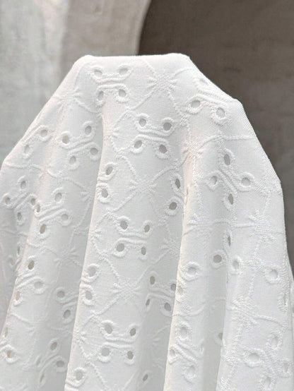 Maternity White Short Sleeve Round Neck Lace Patchwork Bodycon Mini Dress - Slim Fit Knitted Casual Daily Maternity Wear