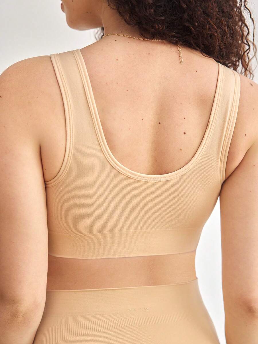 Seamless Maternity and Nursing Bra Wireless Black High Rise Backless Knitted Comfort Nursing Bralette for Daily Wear