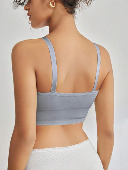 Seamless Grey Maternity and Nursing Bra - Wireless Knitted Comfort Crop Top with Adjustable Straps for Daily Wear