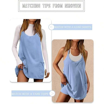 Women’s Tennis Dress with Shorts – Sleeveless Athletic Mini Dress